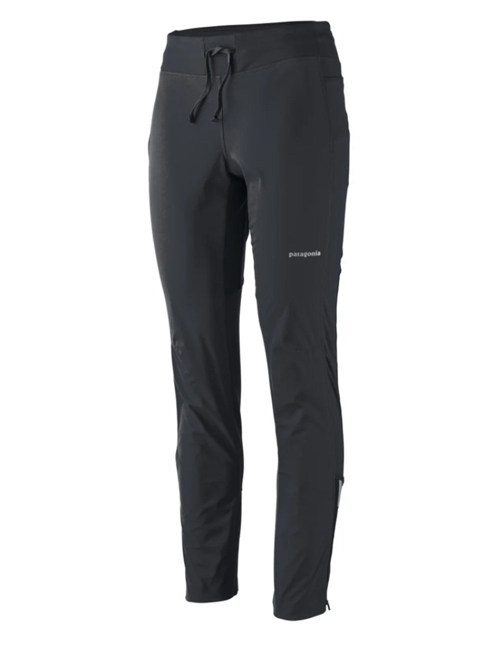 Patagonia Wind Shield Pants Womens Size L Black Ankle Zip Side Pockets